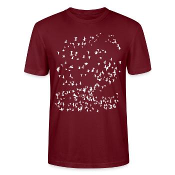 Design minimaliste de migration des oiseaux - T-shirt bio CRAFTER Stanley Stella Unisexe - bordeaux - Devant - Alina (178cm) & Michal (187cm)