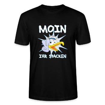 moin ihr spacken möwe geschenkidee - Stanley/Stella Unisex Bio-T-Shirt CRAFTER - Schwarz - Vorne - Alina (178cm) & Michal (187cm)