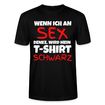 Wenn ich an Sex denke wird mein T-Shirt schwarz - Stanley/Stella Unisex Bio-T-Shirt CRAFTER - Schwarz - Vorne - Alina (178cm) & Michal (187cm)