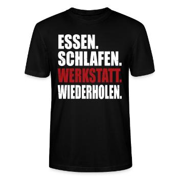 Werkstatt Mann - Stanley/Stella Unisex Bio-T-Shirt CRAFTER - Schwarz - Vorne - Alina (178cm) & Michal (187cm)