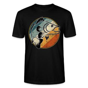 Retro Zander Angeln - Stanley/Stella Unisex Bio-T-Shirt CRAFTER - Schwarz - Vorne - Alina (178cm) & Michal (187cm)