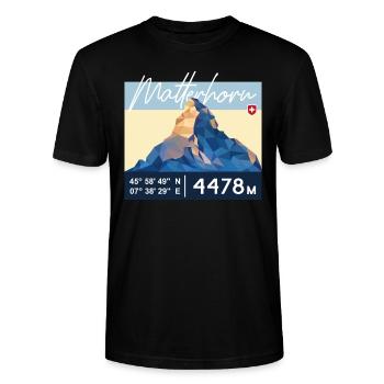 Matterhorn Zermatt Schweizer Berg Retro Low Poly - Stanley/Stella Unisex Bio-T-Shirt CRAFTER - Schwarz - Vorne - Alina (178cm) & Michal (187cm)