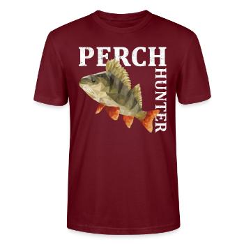 Perch fishing - Stanley/Stella CRAFTER Unisex Organic T-Shirt - burgundy - Front - Alina (178cm) & Michal (187cm)