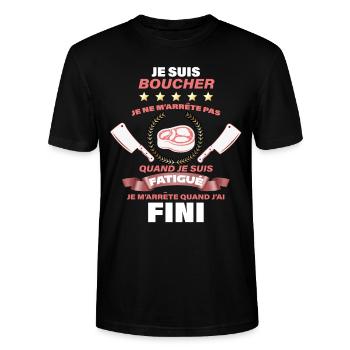 Je suis boucher...Déterminé ! - T-shirt bio CRAFTER Stanley Stella Unisexe - noir - Devant - Alina (178cm) & Michal (187cm)