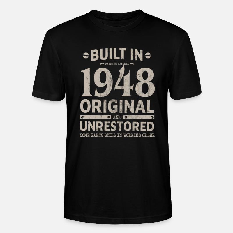 CONSTRUIT EN 1948 CADEAU DRÔLE DU 72E ANNIVERSAIRE - T-shirt bio CRAFTER Stanley Stella Unisexe - noir