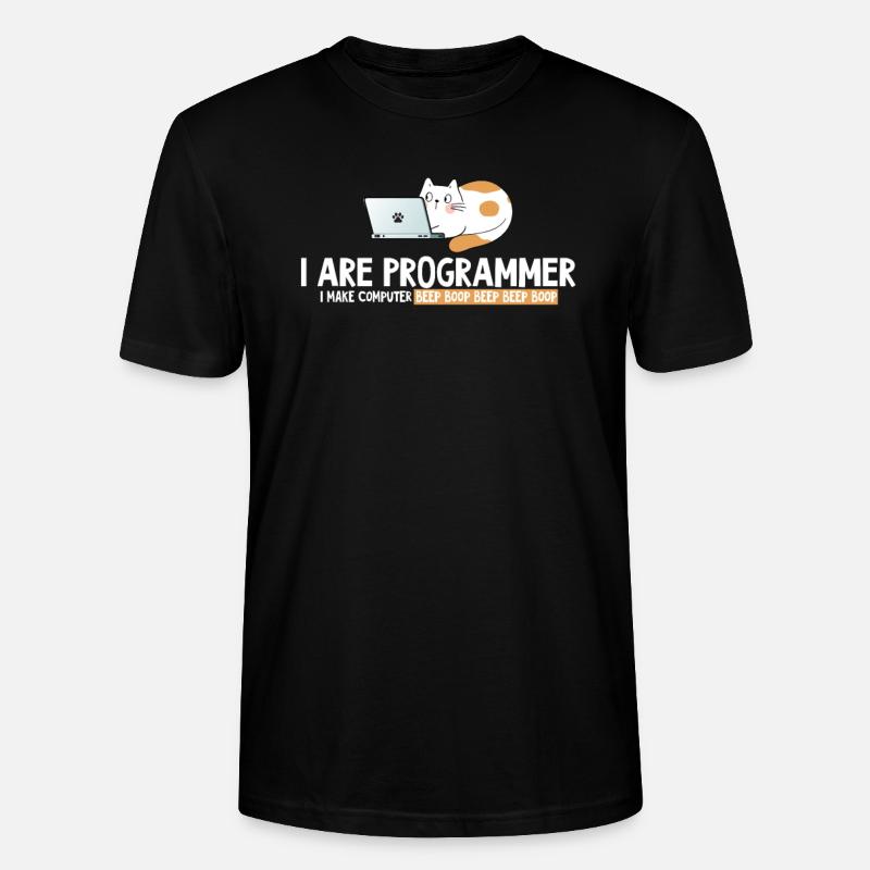 I program cat programmer - Stanley/Stella CRAFTER Unisex Organic T-Shirt - black