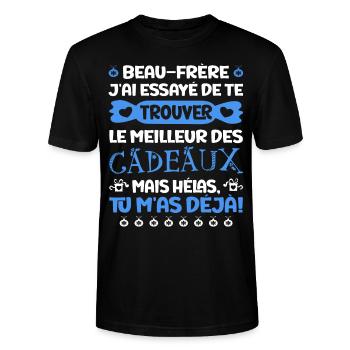 Homme Meilleur Beau-Frère Super Cadeau Noël - T-shirt bio CRAFTER Stanley Stella Unisexe - noir - Devant - Alina (178cm) & Michal (187cm)