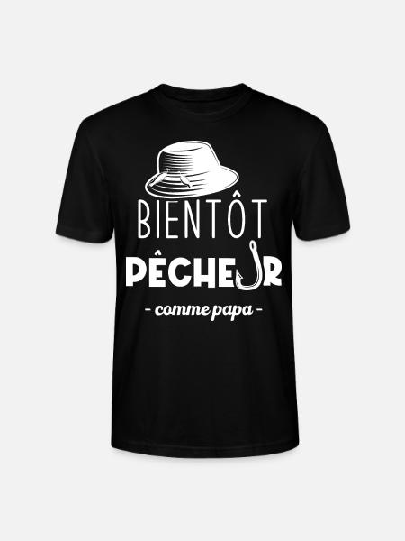 Bientôt pêcheur comme papa - T-shirt bio CRAFTER Stanley Stella Unisexe - noir