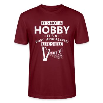 Harfe Design für Harfenist und Harfenspieler - Stanley/Stella Unisex Bio-T-Shirt CRAFTER - Burgunderrot - Vorne - Alina (178cm) & Michal (187cm)