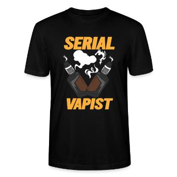 Vaping Serial Vapist E-cigarette - T-shirt bio CRAFTER Stanley Stella Unisexe - noir - Devant - Alina (178cm) & Michal (187cm)