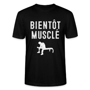Bientôt musclé - T-shirt bio CRAFTER Stanley Stella Unisexe - noir - Devant - Alina (178cm) & Michal (187cm)