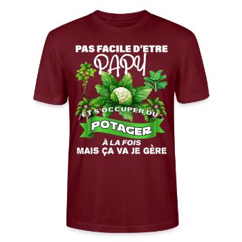 Papy Jardinier C'est Difficile Humour Jardin - T-shirt bio CRAFTER Stanley Stella Unisexe - bordeaux - Devant - Alina (178cm) & Michal (187cm)