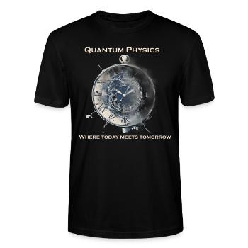 Uhr Unschärfetrelation, Quantenphysik - Stanley/Stella Unisex Bio-T-Shirt CRAFTER - Schwarz - Vorne - Alina (178cm) & Michal (187cm)
