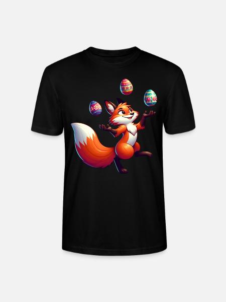 Easter Fox Juggler with Eggs - Stanley/Stella CRAFTER Unisex Organic T-Shirt - black