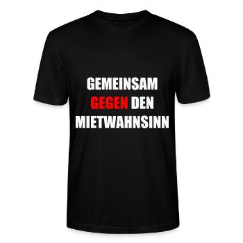 Gemeinsam gegen Mietwahnsinn Mieten Streik demo - Stanley/Stella Unisex Bio-T-Shirt CRAFTER - Schwarz - Vorne - Alina (178cm) & Michal (187cm)