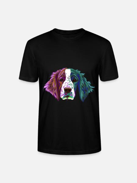Splash Welsh Springer Spaniel Dog - Stanley/Stella CRAFTER Unisex Organic T-Shirt - black