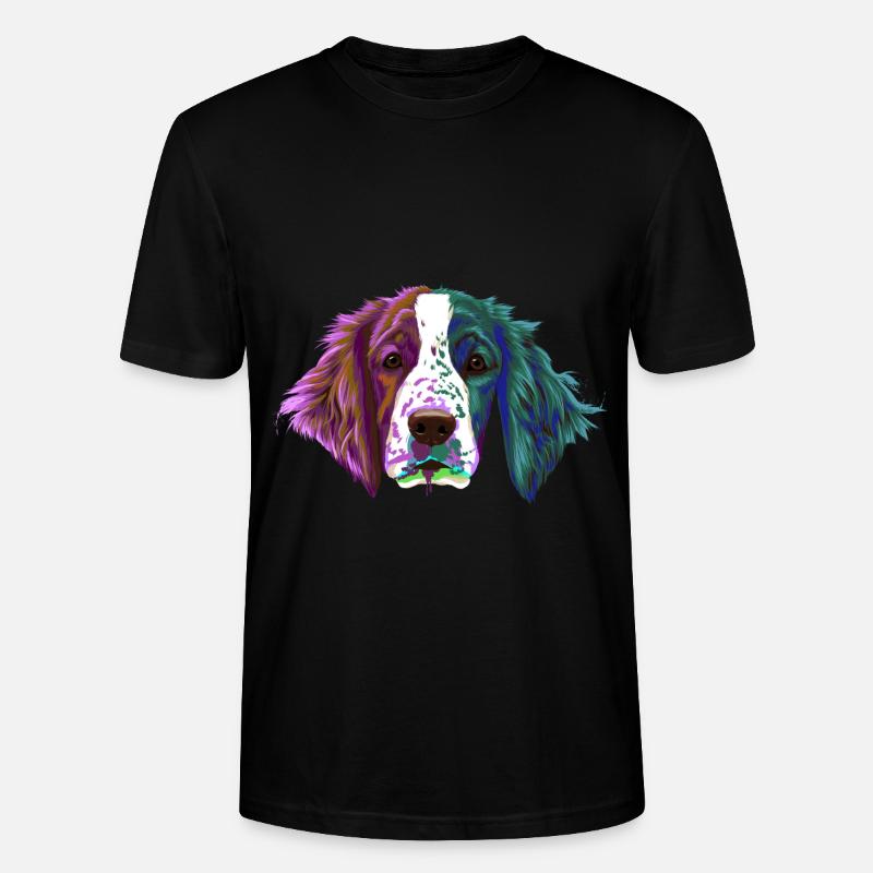 Splash Welsh Springer Spaniel Dog - Stanley/Stella CRAFTER Unisex Organic T-Shirt - black