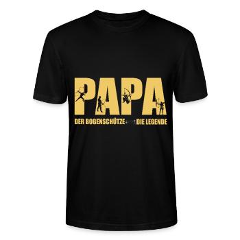 Papa Bogenschütze ,Legende Vater, Bogenschießen - Stanley/Stella Unisex Bio-T-Shirt CRAFTER - Schwarz - Vorne - Alina (178cm) & Michal (187cm)