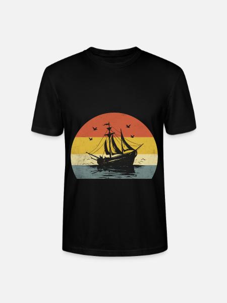 Retro Boating Paddle Boat - Stanley/Stella CRAFTER Unisex Organic T-Shirt - black