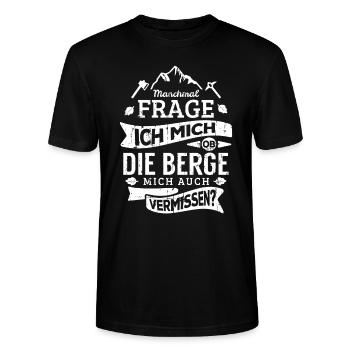 Vermisse die Berge. Geschenk - Stanley/Stella Unisex Bio-T-Shirt CRAFTER - Schwarz - Vorne - Alina (178cm) & Michal (187cm)