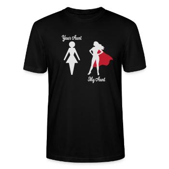 Deine Tante Meine Tante Superheldin Geschenk EN - Stanley/Stella Unisex Bio-T-Shirt CRAFTER - Schwarz - Vorne - Alina (178cm) & Michal (187cm)