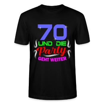 70. Geburtstag - Stanley/Stella Unisex Bio-T-Shirt CRAFTER - Schwarz - Vorne - Alina (178cm) & Michal (187cm)