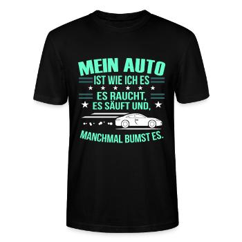 Auto - Stanley/Stella Unisex Bio-T-Shirt CRAFTER - Schwarz - Vorne - Alina (178cm) & Michal (187cm)