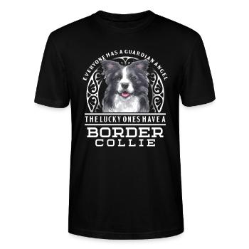 Border Collie - Stanley/Stella CRAFTER Unisex Organic T-Shirt - black - Front - Alina (178cm) & Michal (187cm)
