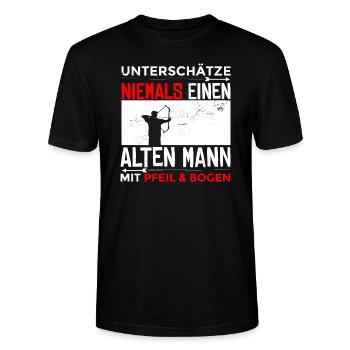 Bogenschießen Bogenschütze Spruch Sportbogen - Stanley/Stella Unisex Bio-T-Shirt CRAFTER - Schwarz - Vorne - Alina (178cm) & Michal (187cm)