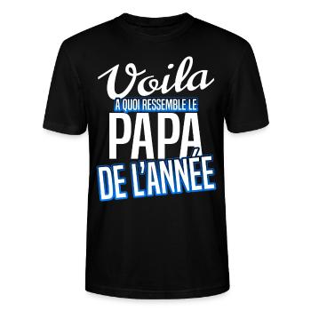 Papa de l'année - T-shirt bio CRAFTER Stanley Stella Unisexe - noir - Devant - Alina (178cm) & Michal (187cm)