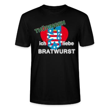 Thüringen - ich liebe Bratwurst - Stanley/Stella Unisex Bio-T-Shirt CRAFTER - Schwarz - Vorne - Alina (178cm) & Michal (187cm)