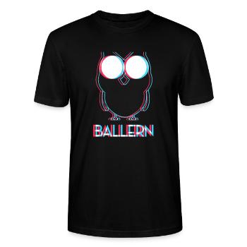Trippy Eule Techno LSD Trip Rave Goa Trance - Stanley/Stella Unisex Bio-T-Shirt CRAFTER - Schwarz - Vorne - Alina (178cm) & Michal (187cm)