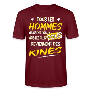 Kiné kinésithérapeute cadeau humour - T-shirt bio CRAFTER Stanley Stella Unisexe - bordeaux - Devant - Alina (178cm) & Michal (187cm)