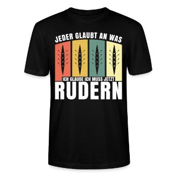 Ruderer Rudern Ruder Rudersport Geschenk Vintage - Stanley/Stella Unisex Bio-T-Shirt CRAFTER - Schwarz - Vorne - Alina (178cm) & Michal (187cm)