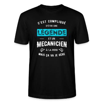 LÉGENDE ET MÉCANICIEN - T-shirt bio CRAFTER Stanley Stella Unisexe - noir - Devant - Alina (178cm) & Michal (187cm)