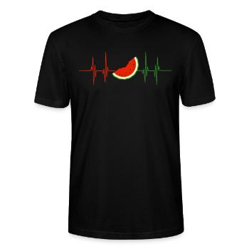 Wassermelone - Stanley/Stella Unisex Bio-T-Shirt CRAFTER - Schwarz - Vorne - Alina (178cm) & Michal (187cm)
