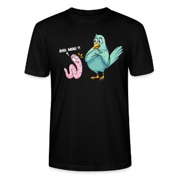 Humor Ähh Miau Vogel Wurm Regenwurm - Stanley/Stella Unisex Bio-T-Shirt CRAFTER - Schwarz - Vorne - Alina (178cm) & Michal (187cm)