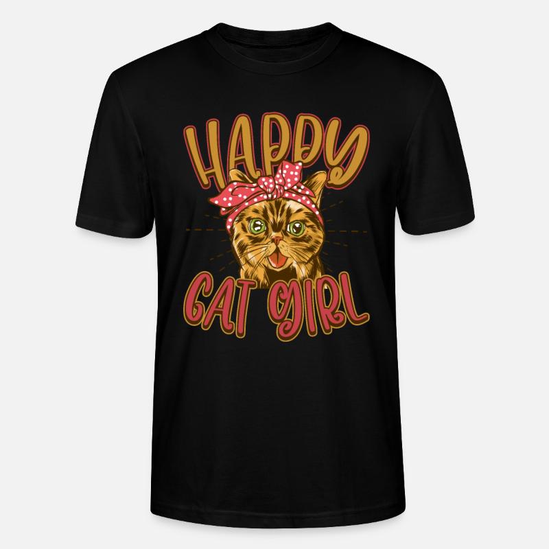 Chat chat heureux Chat Chaton - T-shirt bio CRAFTER Stanley Stella Unisexe - noir