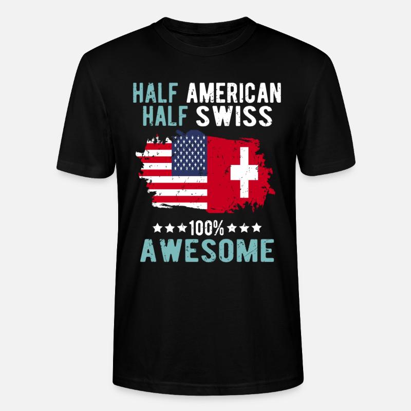 Halb Amerikaner Halb Schweizer - Stanley/Stella Unisex Bio-T-Shirt CRAFTER - Schwarz