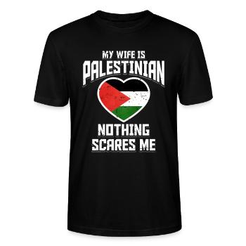 Palestinian - Stanley/Stella CRAFTER Unisex Organic T-Shirt - black - Front - Alina (178cm) & Michal (187cm)