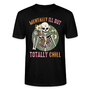 Mentally ill, but totally cool - Stanley/Stella CRAFTER Unisex Organic T-Shirt - black - Front - Alina (178cm) & Michal (187cm)