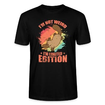I'm not Weird I'm Limited Edition Platypus - Stanley/Stella CRAFTER Unisex Organic T-Shirt - black - Front - Alina (178cm) & Michal (187cm)