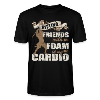 Lustige "Freunde Mit Schaum Zu Schlagen Ist Mein - Stanley/Stella Unisex Bio-T-Shirt CRAFTER - Schwarz - Vorne - Alina (178cm) & Michal (187cm)