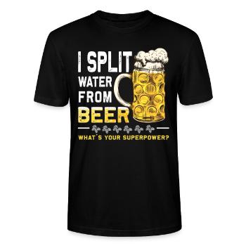 Lustiges Geteiltes Wasser Aus Bier - Stanley/Stella Unisex Bio-T-Shirt CRAFTER - Schwarz - Vorne - Alina (178cm) & Michal (187cm)