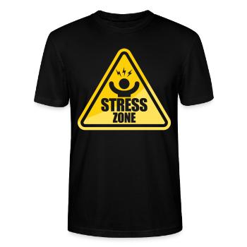 Stress Zone Verkehrszeichen National Stress - Stanley/Stella Unisex Bio-T-Shirt CRAFTER - Schwarz - Vorne - Alina (178cm) & Michal (187cm)