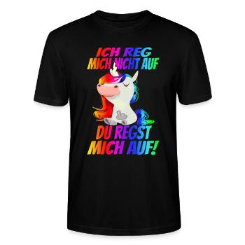 Ich reg mich nicht auf sondern Du! Regenbogen - Stanley/Stella Unisex Bio-T-Shirt CRAFTER - Schwarz - Vorne - Alina (178cm) & Michal (187cm)