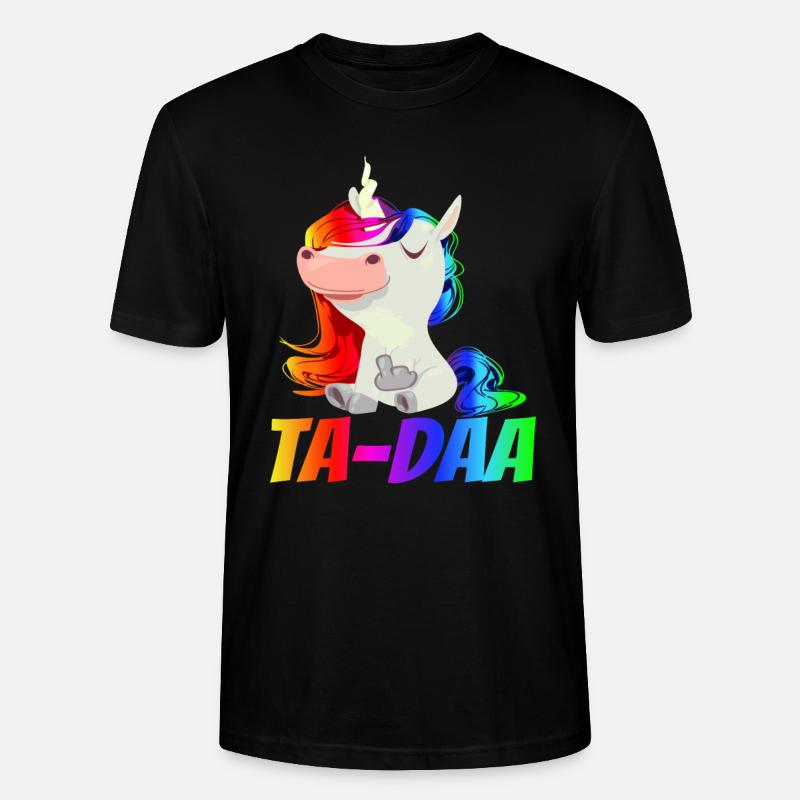 Ta-daa Mittelfinger Regenbogen Einhorn - Stanley/Stella Unisex Bio-T-Shirt CRAFTER - Schwarz