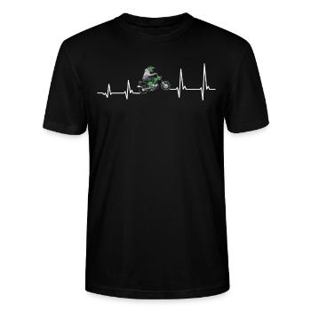 Heartbeat Simsonfahrer S50 S51 Simme Moped - Stanley/Stella CRAFTER Unisex Organic T-Shirt - black - Front - Alina (178cm) & Michal (187cm)