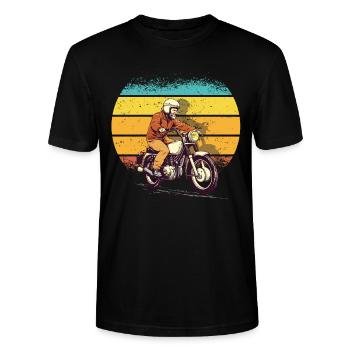Retro Simsonfahrer moped moped fan - Stanley/Stella CRAFTER Unisex Organic T-Shirt - black - Front - Alina (178cm) & Michal (187cm)