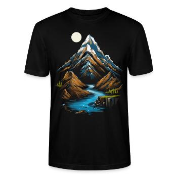 Mountain peaks in the moonlight - Stanley/Stella CRAFTER Unisex Organic T-Shirt - black - Front - Alina (178cm) & Michal (187cm)